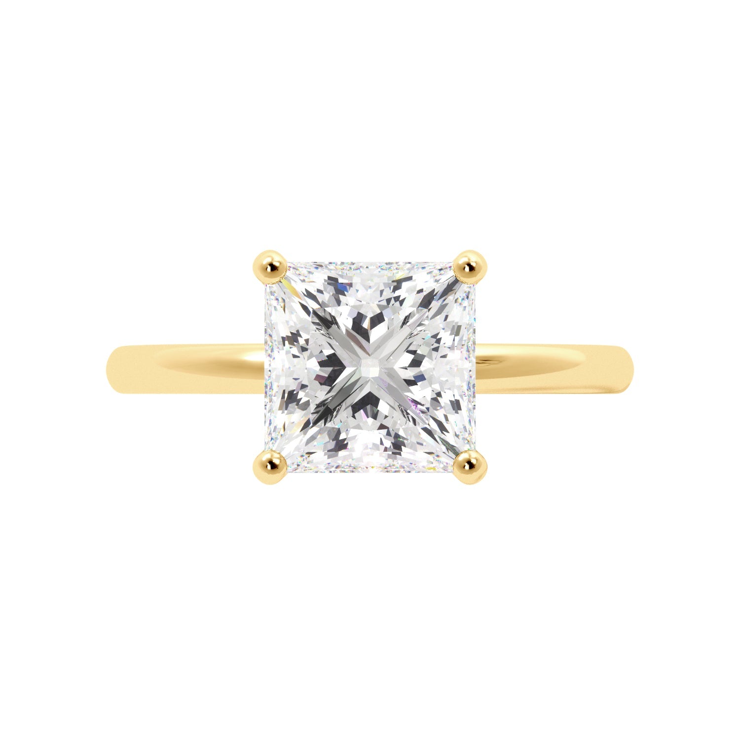 Princess Cut Solitaire with Hidden Halo Engagement Ring - Balacia