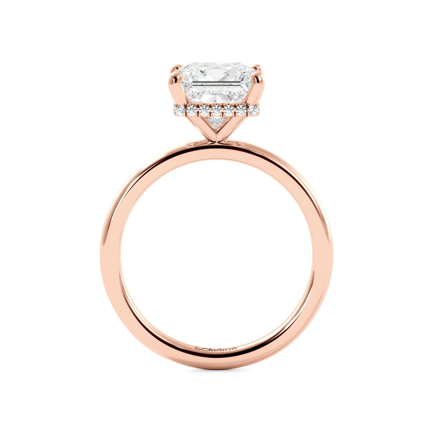 Princess Cut Solitaire with Hidden Halo Engagement Ring - Balacia