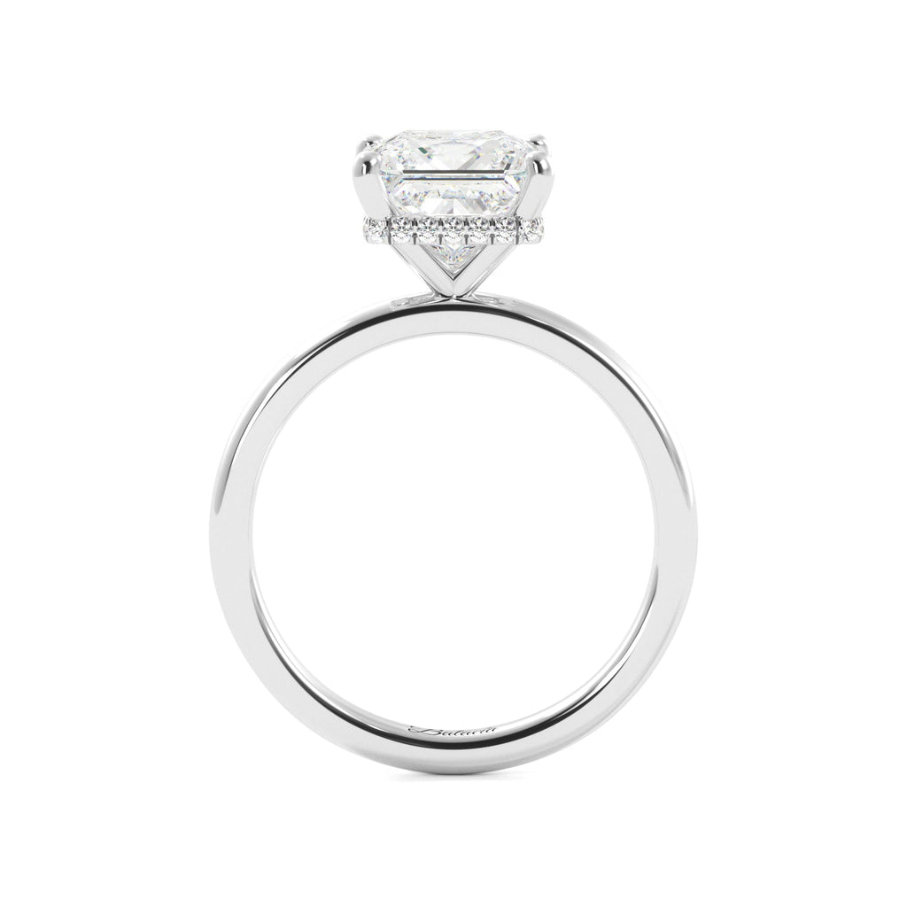 Princess Cut Solitaire with Hidden Halo Engagement Ring - Balacia