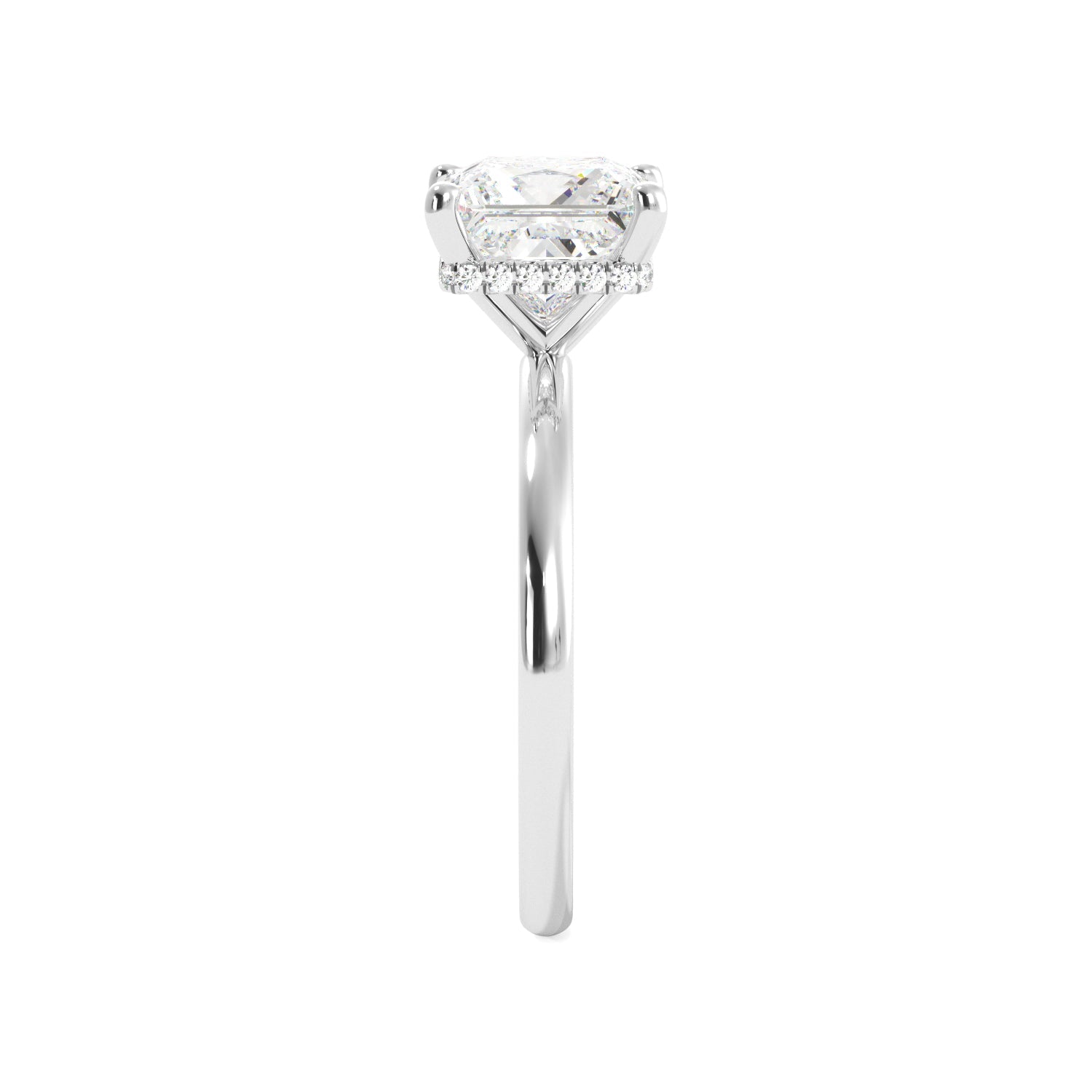 Princess Cut Solitaire with Hidden Halo Engagement Ring - Balacia