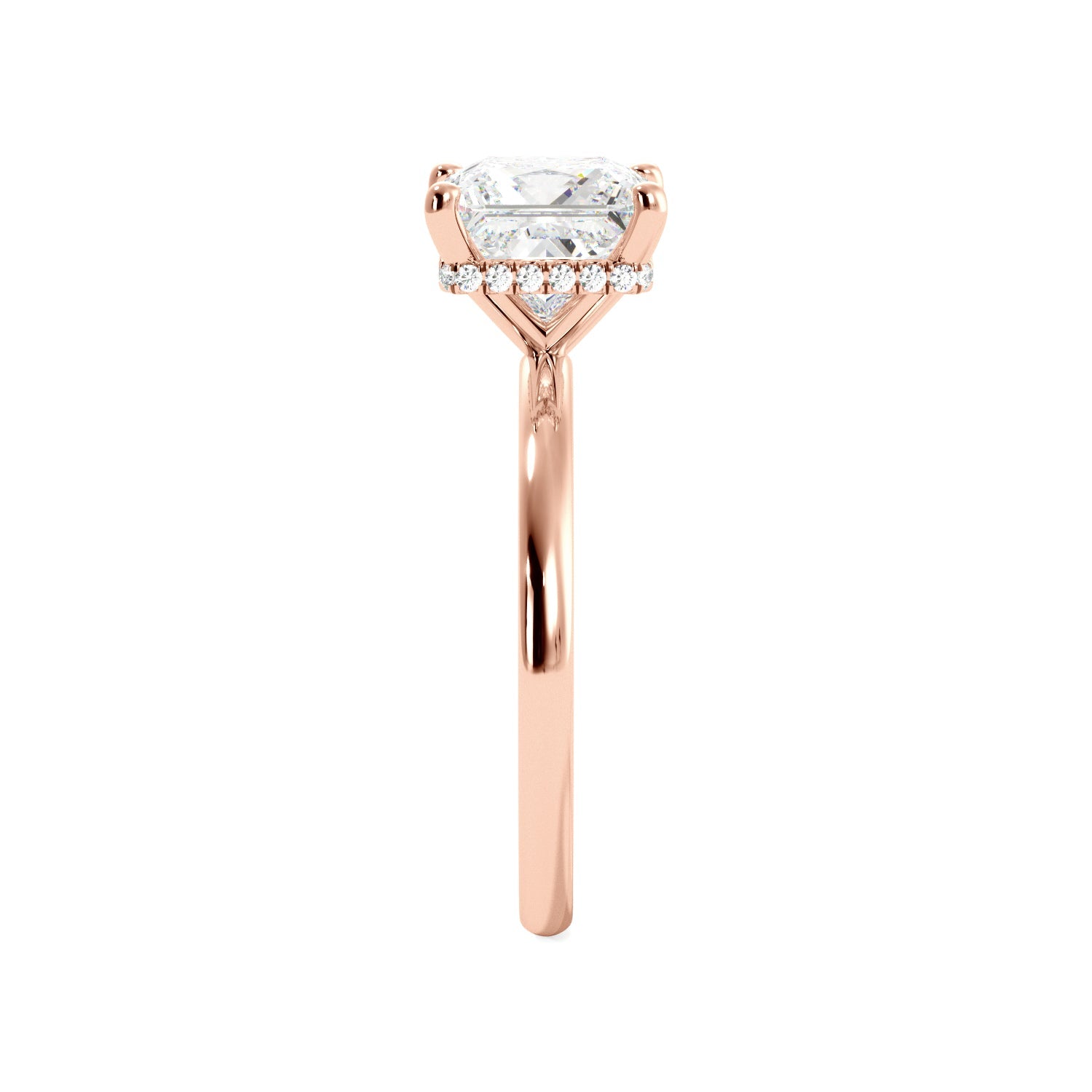 Princess Cut Solitaire with Hidden Halo Engagement Ring - Balacia