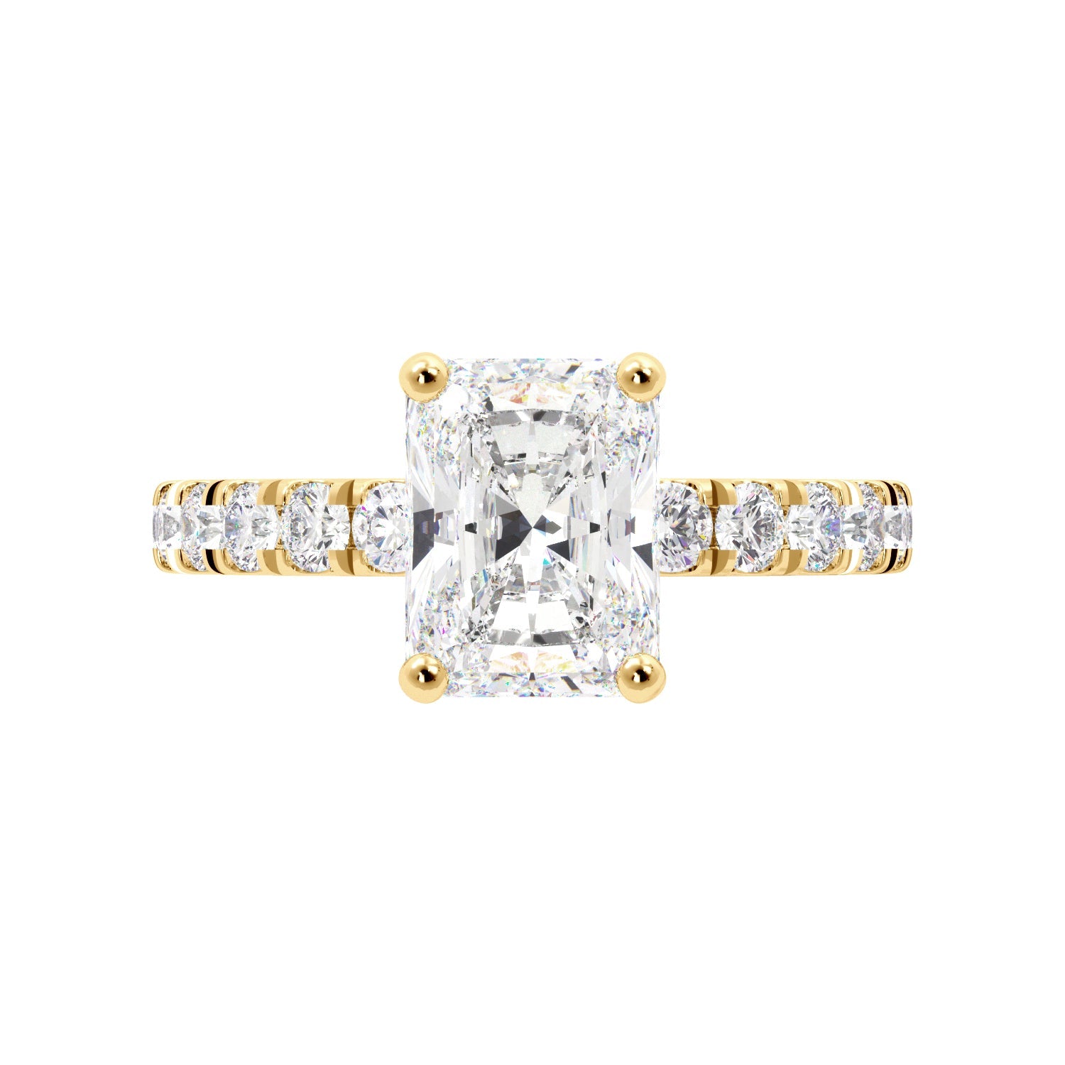 Radiant Cut 3/4 Eternity Hidden Halo Engagement Ring - Balacia