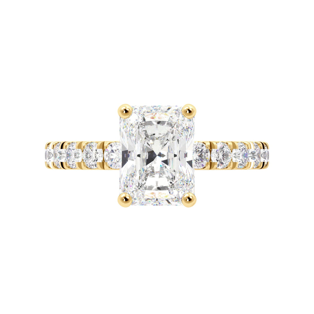 Radiant Cut 3/4 Eternity Hidden Halo Engagement Ring - Balacia