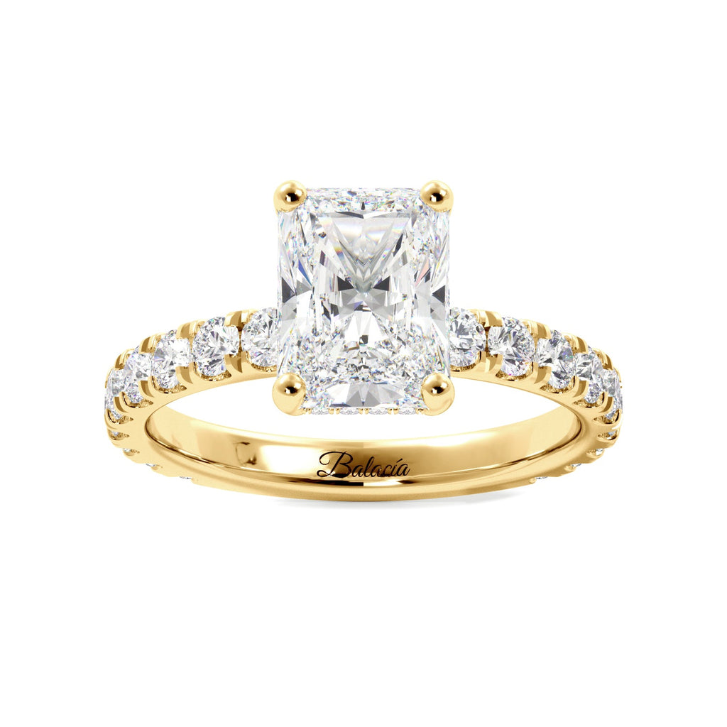 Radiant Cut 3/4 Eternity Hidden Halo Engagement Ring - Balacia