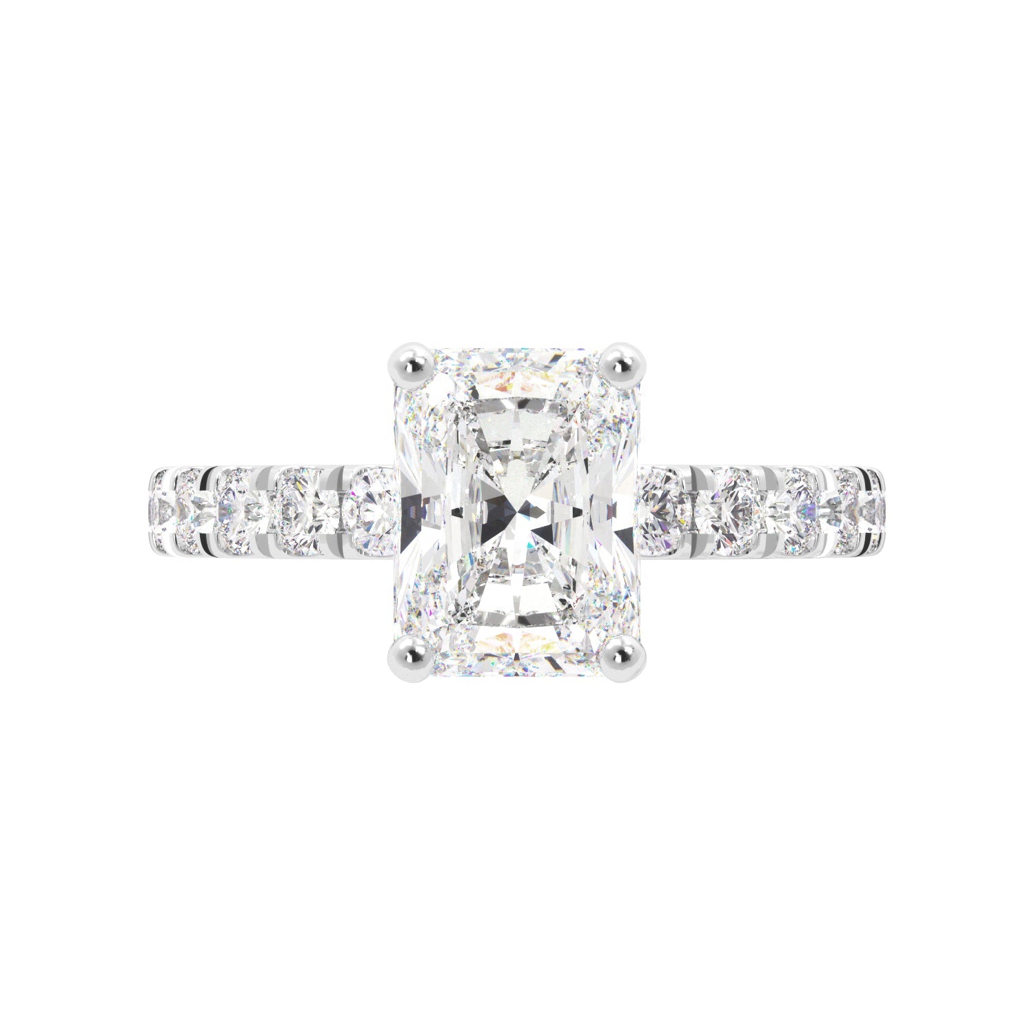 Radiant Cut 3/4 Eternity Hidden Halo Engagement Ring - Balacia