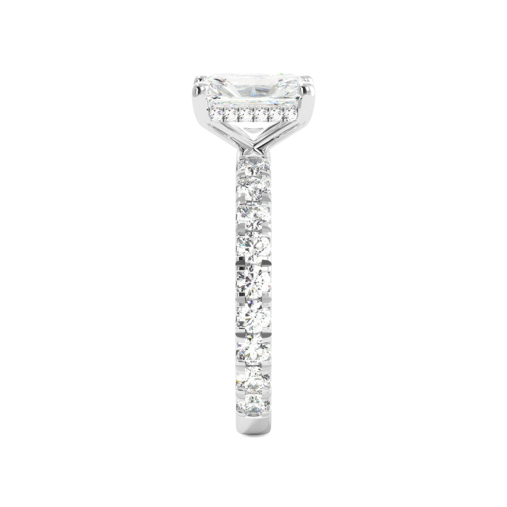 Radiant Cut 3/4 Eternity Hidden Halo Engagement Ring - Balacia