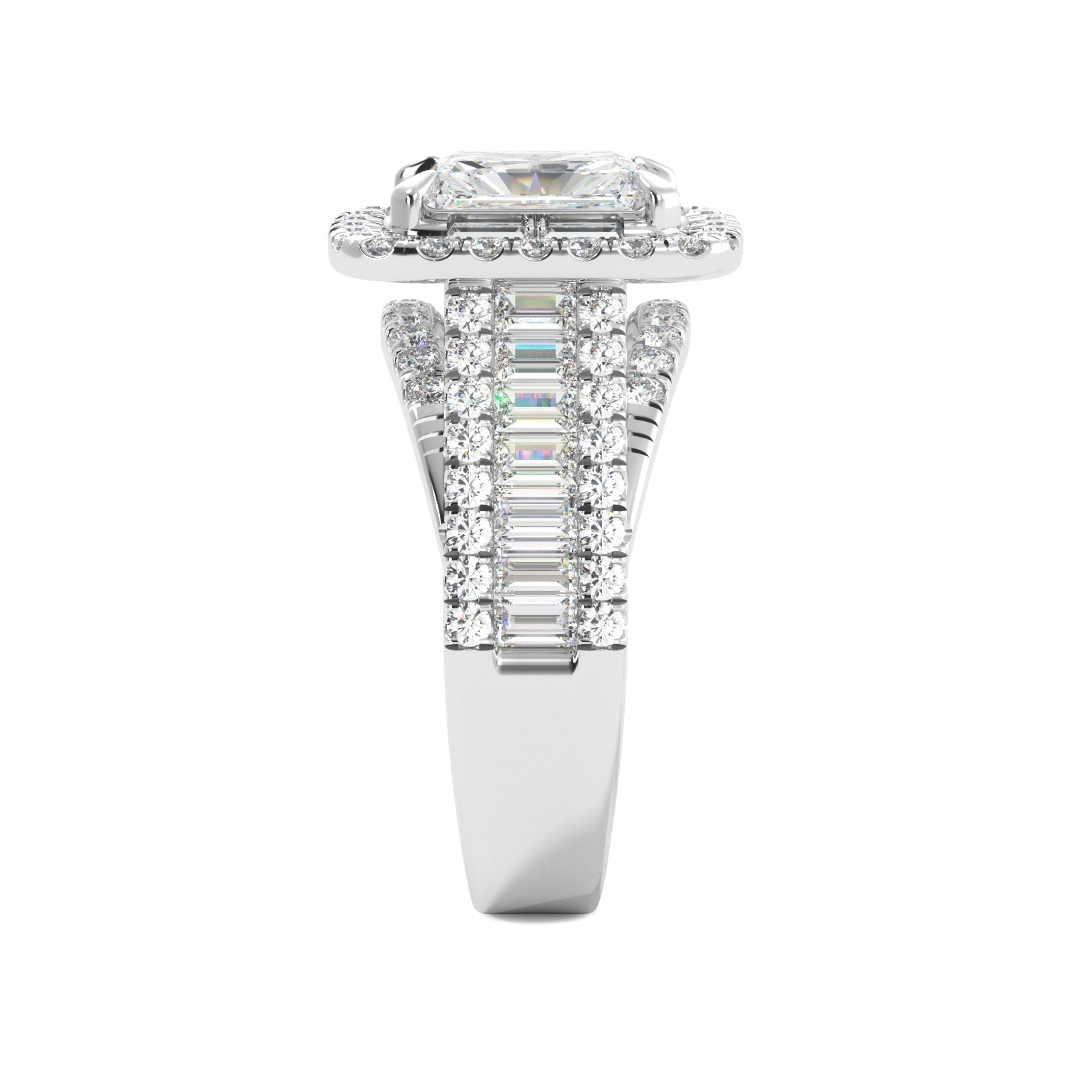 Radiant Cut Baguette and Round Half Eternity Ring - Balacia