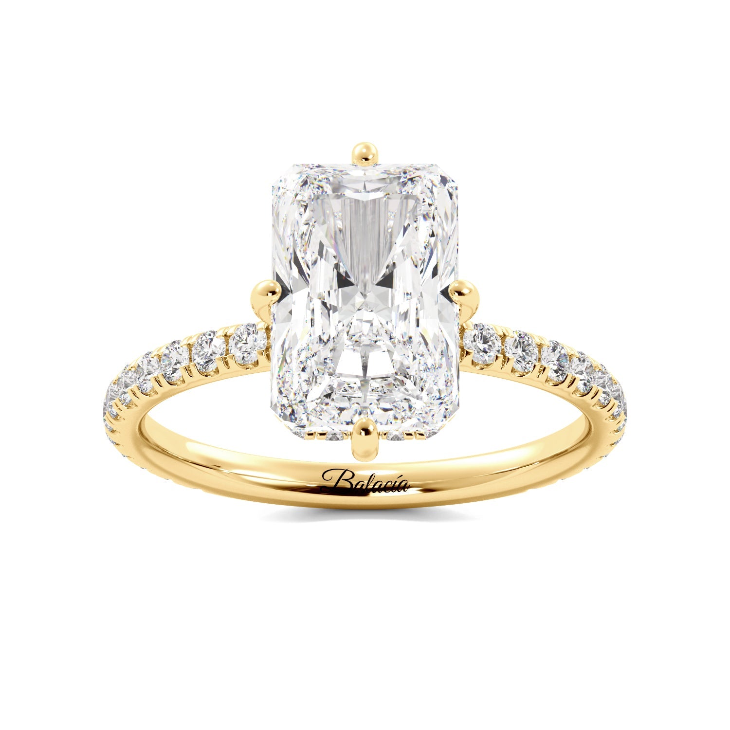 Gold Radiant Cut Compass Prongs Engagement Ring