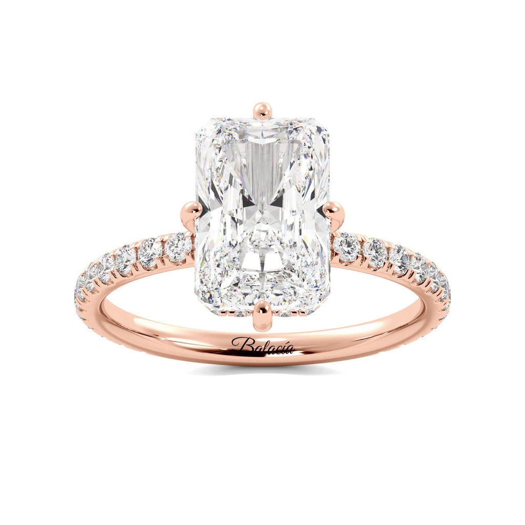  Rose Gold Radiant Cut Compass Prongs Engagement Ring