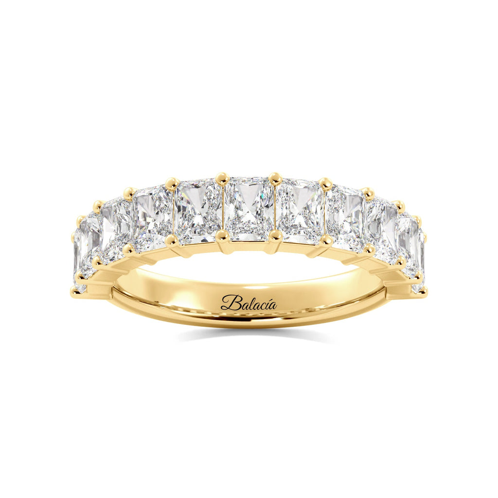 Gold Radiant Cut lab Diamond Half Eternity Wedding Band