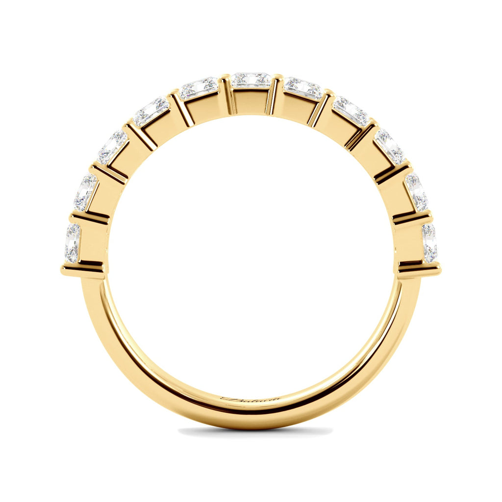 Gold Radiant Cut Diamond Half Eternity Wedding Band Side View