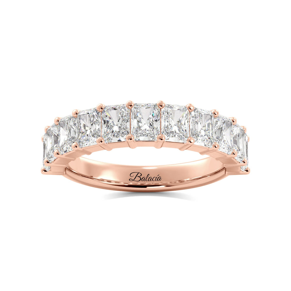 Rose Gold Radiant Cut Diamond Half Eternity Wedding Band