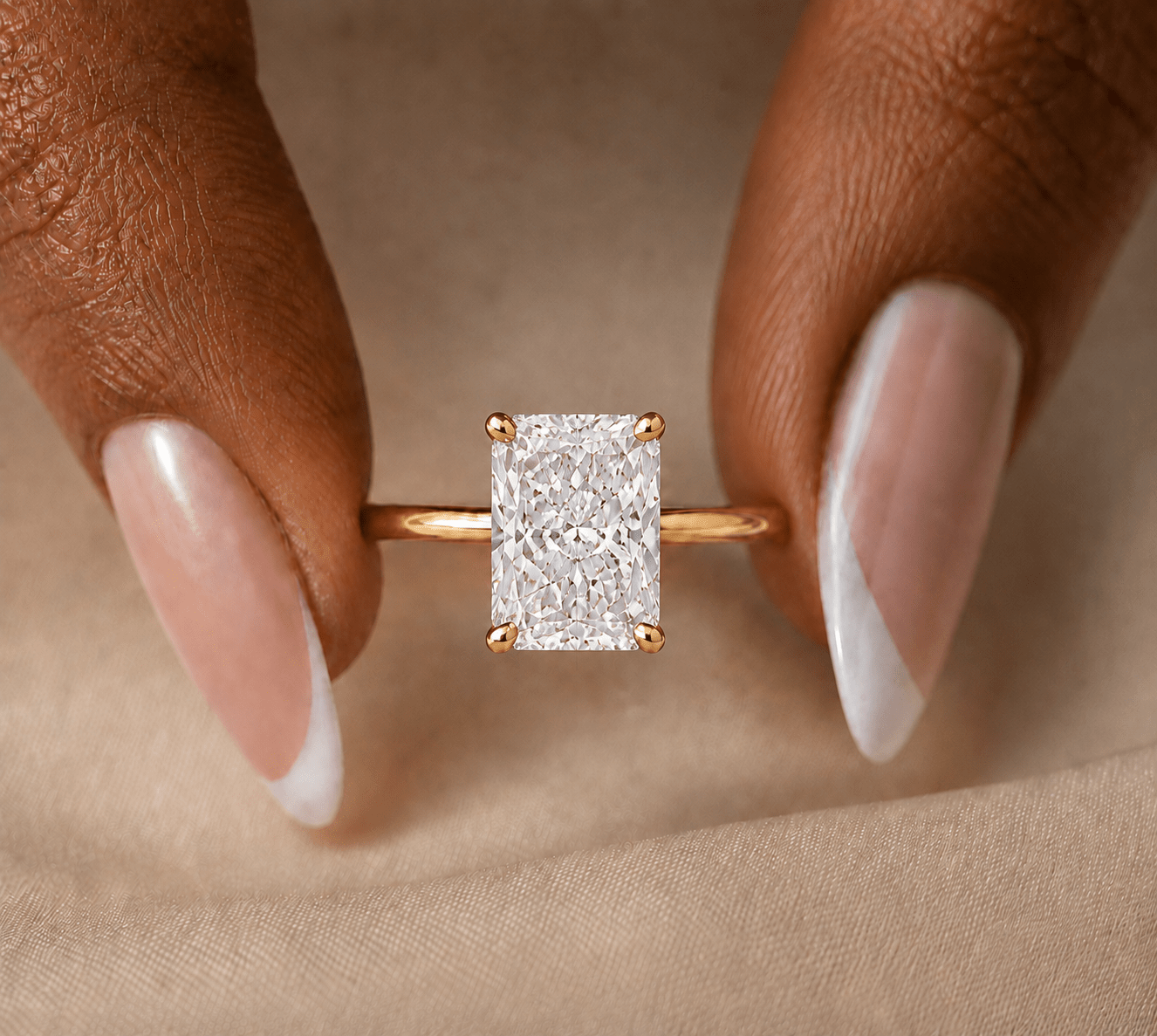 Radiant Cut Diamond Hidden Halo Solitaire Engagement Ring