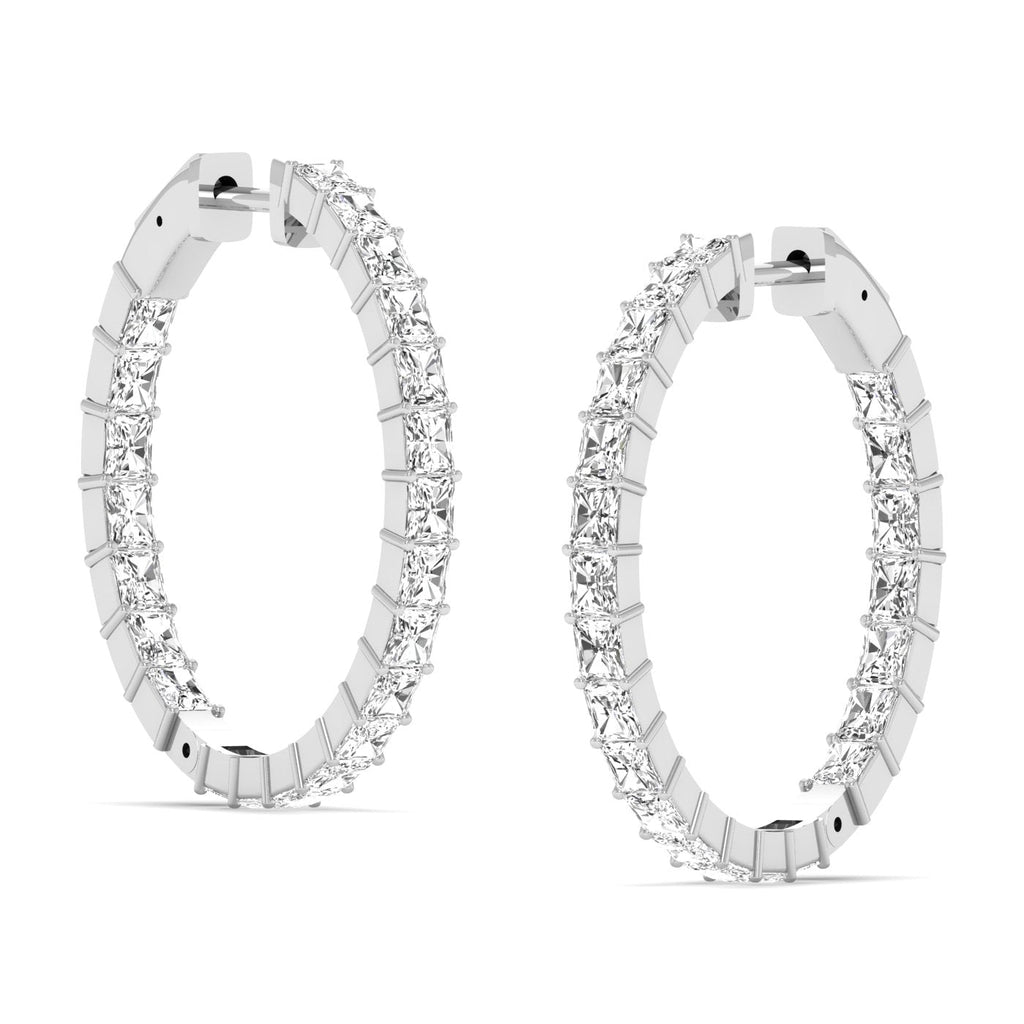 Radiant Cut Diamond Hoop Earrings - Balacia