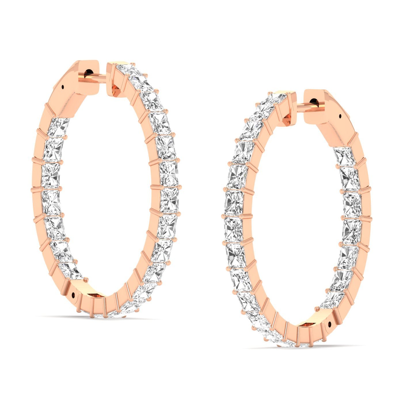 Radiant Cut Diamond Hoop Earrings - Balacia