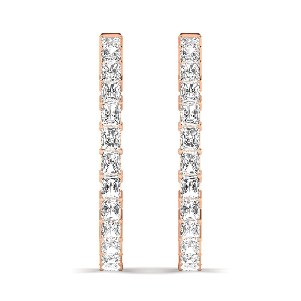 Radiant Cut Diamond Hoop Earrings - Balacia