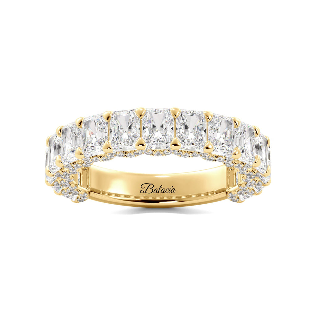 radiant cut iced out wedding band