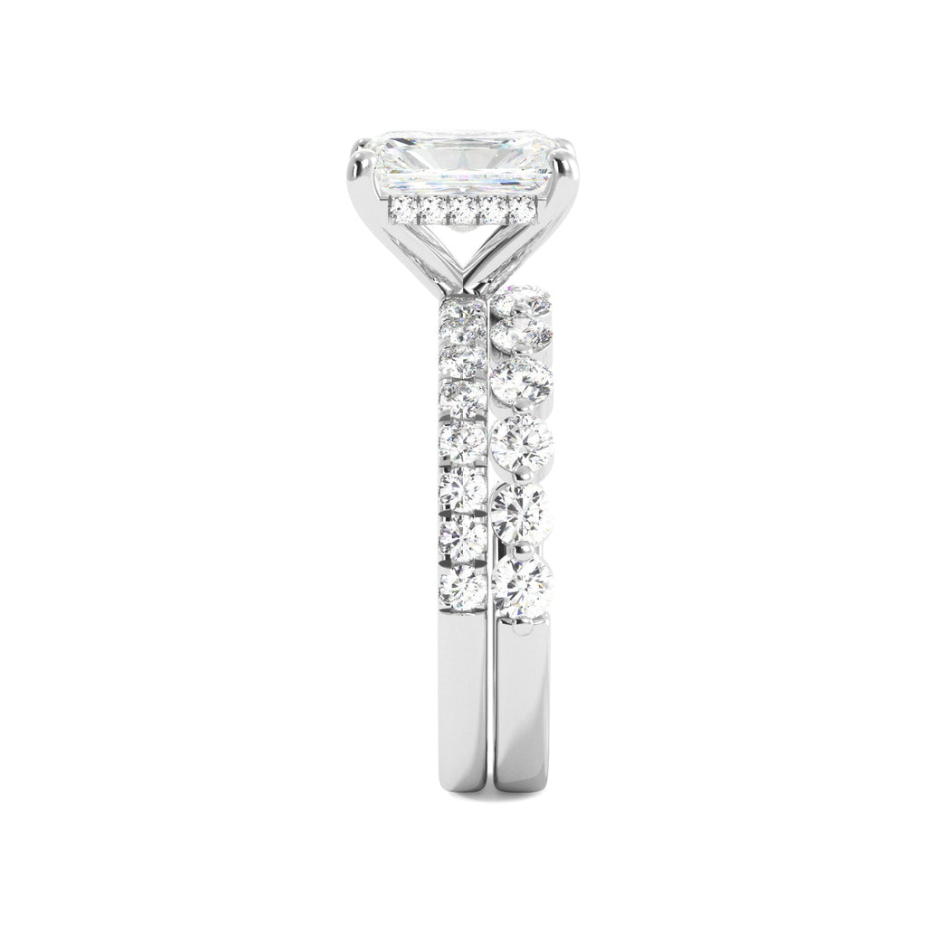 Radiant Cut Diamond Pave Band Engagement Ring - Balacia