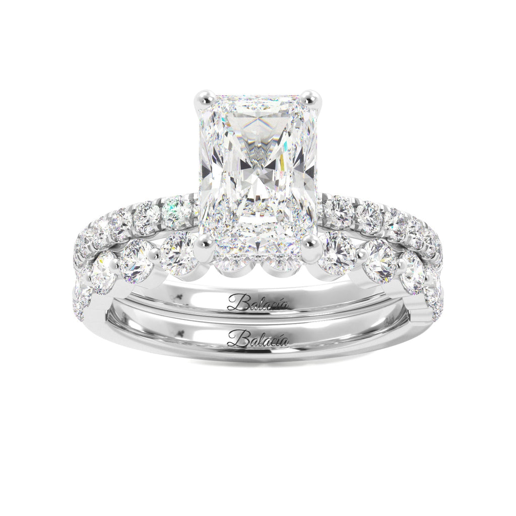 Radiant Cut Diamond Pave Band Engagement Ring - Balacia