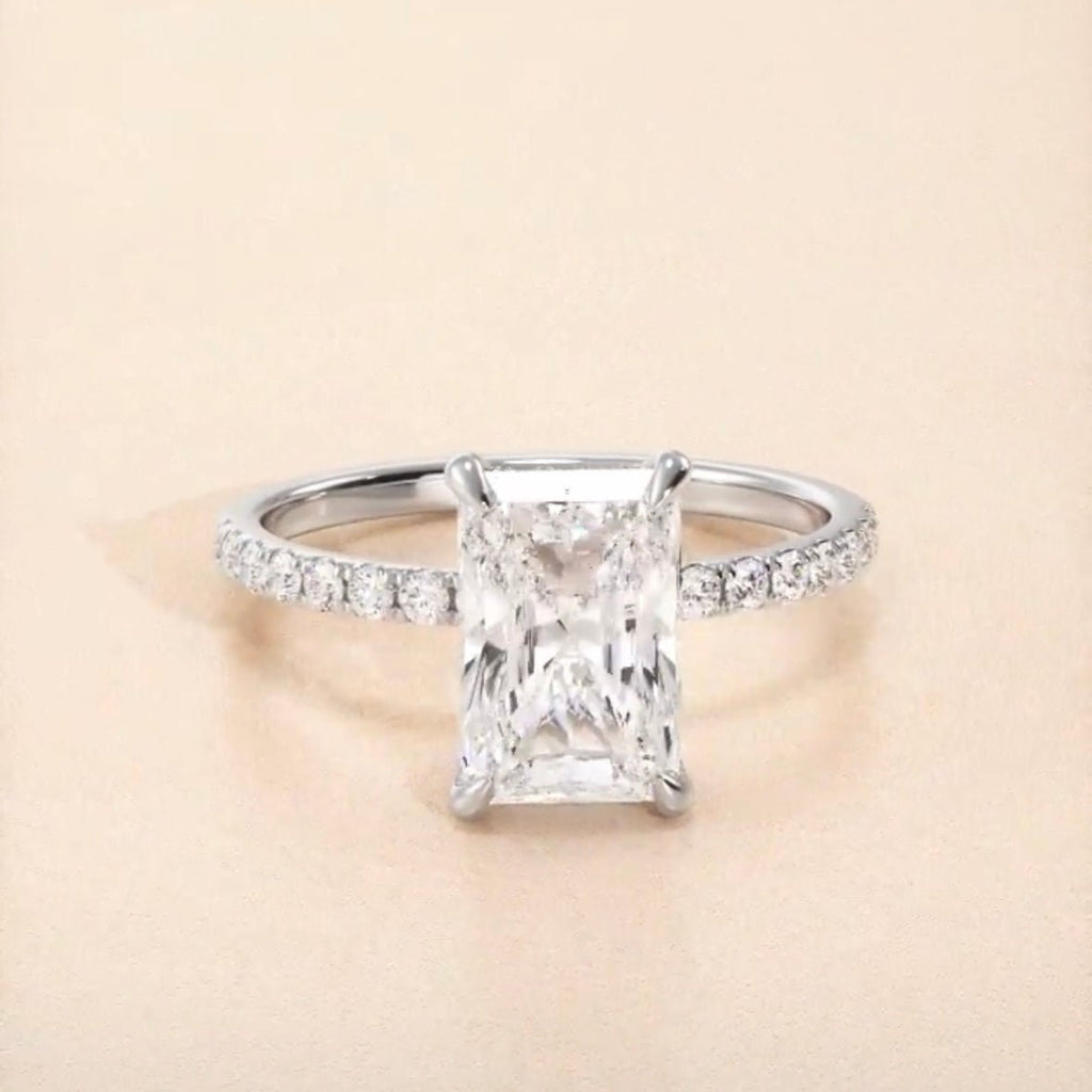 Radiant Cut Diamond Peg Head Pave Set Engagement Ring - Balacia