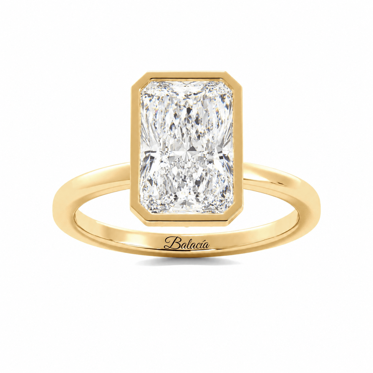 radiant cut diamond bezel ring