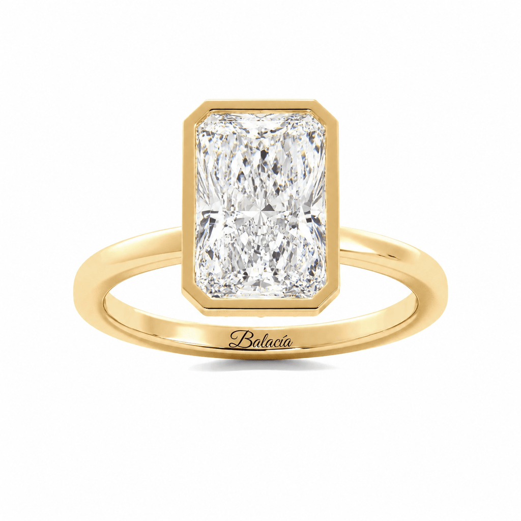 radiant cut diamond bezel ring