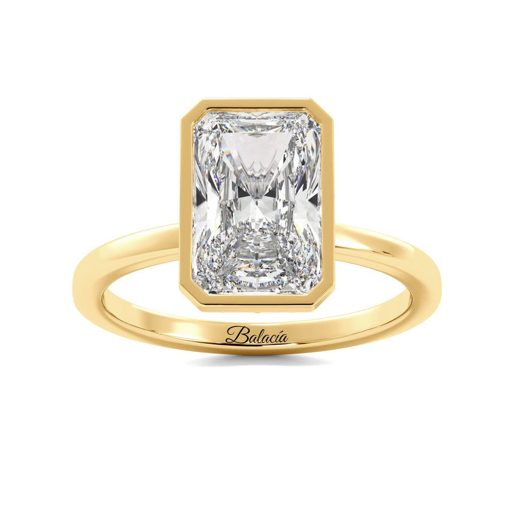 Gold Radiant Cut Diamond Solitaire Bezel Engagement Ring