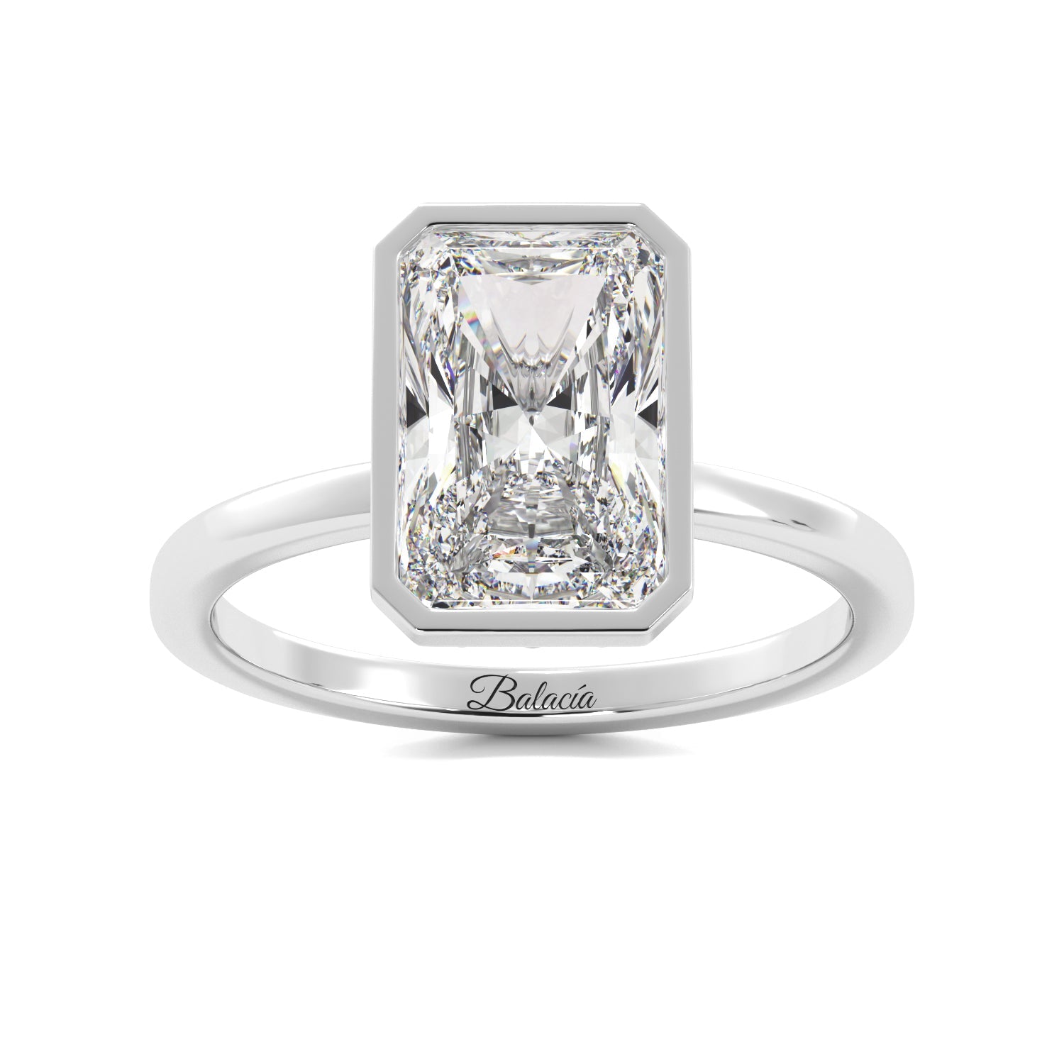 Radiant Cut Diamond Solitaire Bezel Engagement Ring