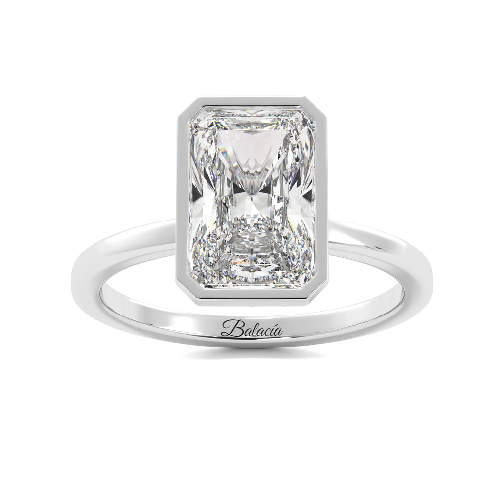 Radiant Cut Diamond Solitaire Bezel Engagement Ring