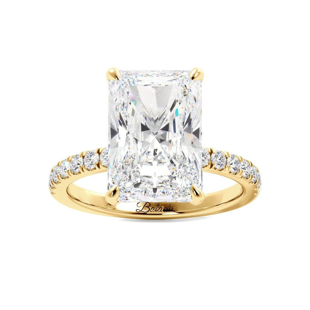 Radiant Cut Diamonds on Prongs Engagement Ring - Balacia