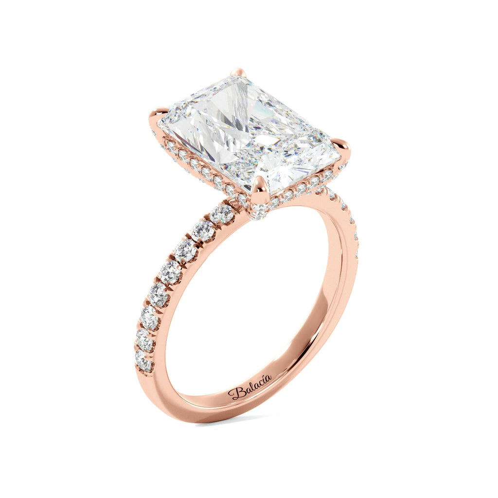 Radiant Cut Diamonds on Prongs Engagement Ring - Balacia