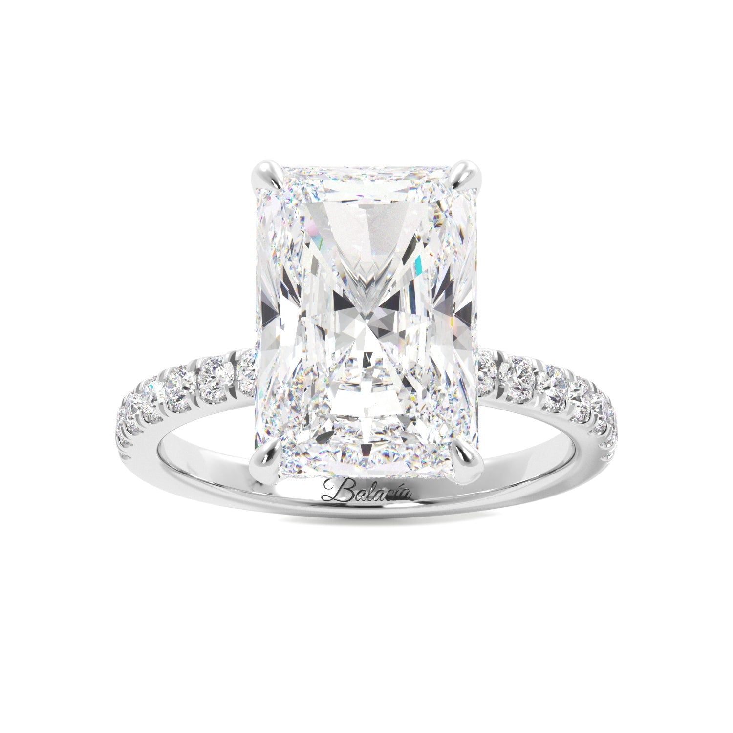 Radiant Cut Diamonds on Prongs Engagement Ring - Balacia