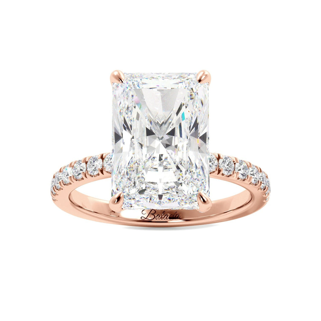 Radiant Cut Diamonds on Prongs Engagement Ring - Balacia