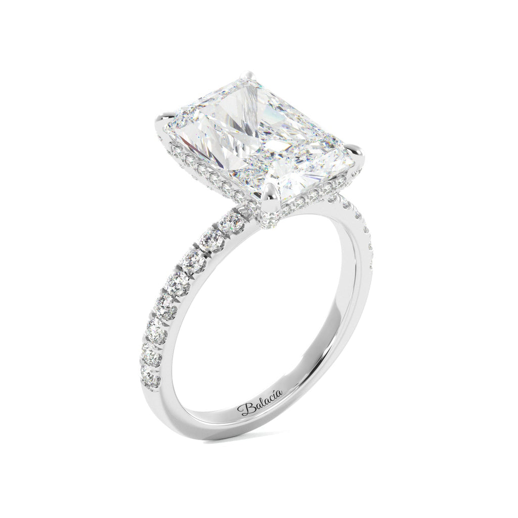 Radiant Cut Diamonds on Prongs Engagement Ring - Balacia