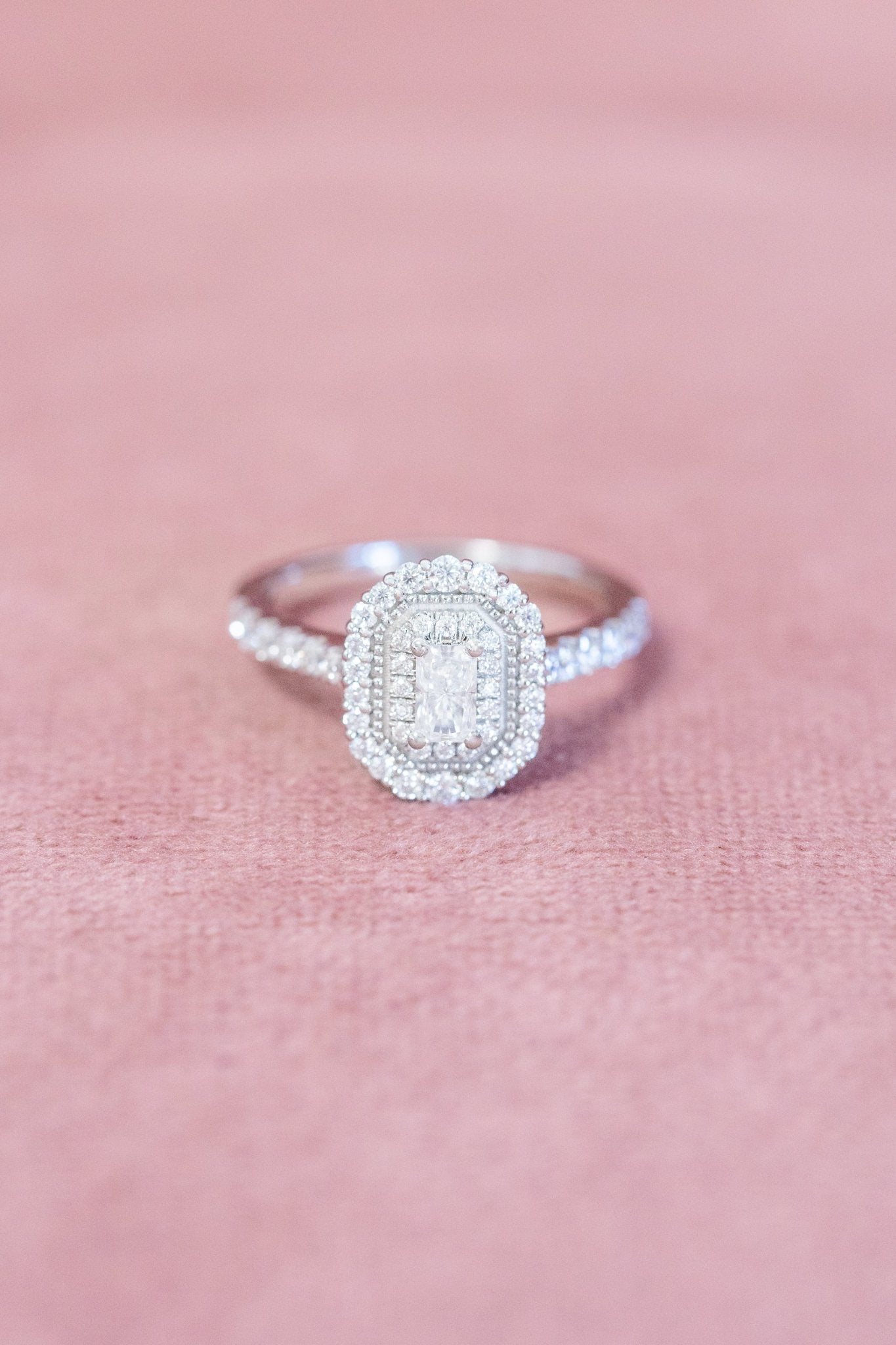 Radiant Cut Double Halo Moissanite Engagement Ring - Balacia