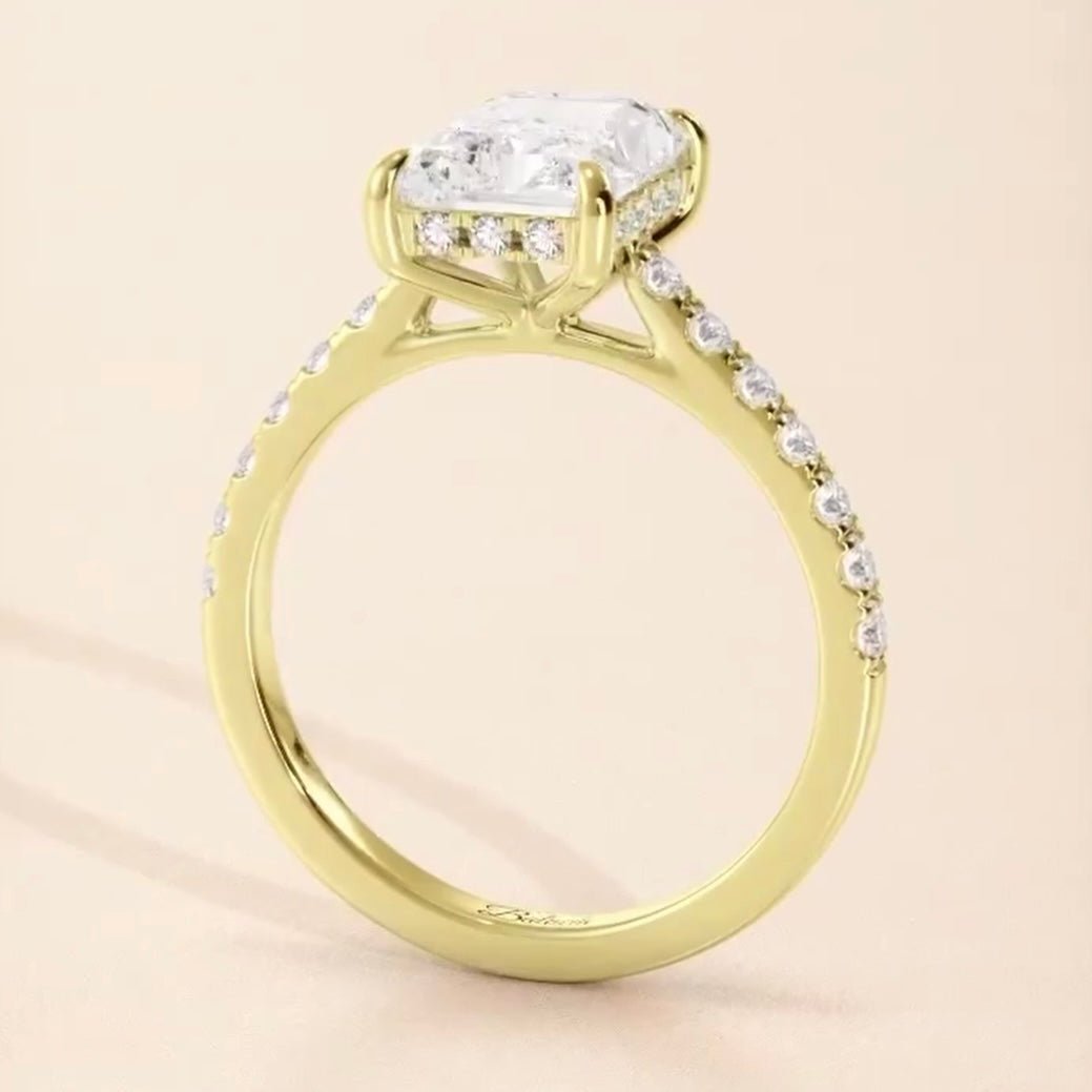 Radiant Cut Hidden Halo Cathedral Engagement Ring - Balacia