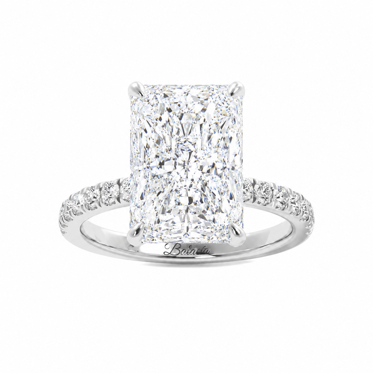 Radiant Cut Hidden Halo Diamond Engagement Ring