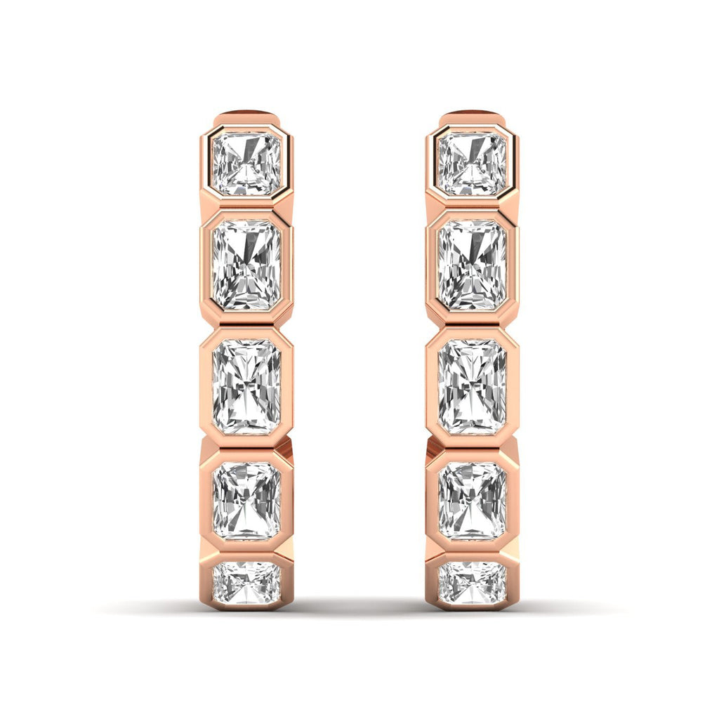 Radiant Cut Hoops Diamond Earrings - Balacia