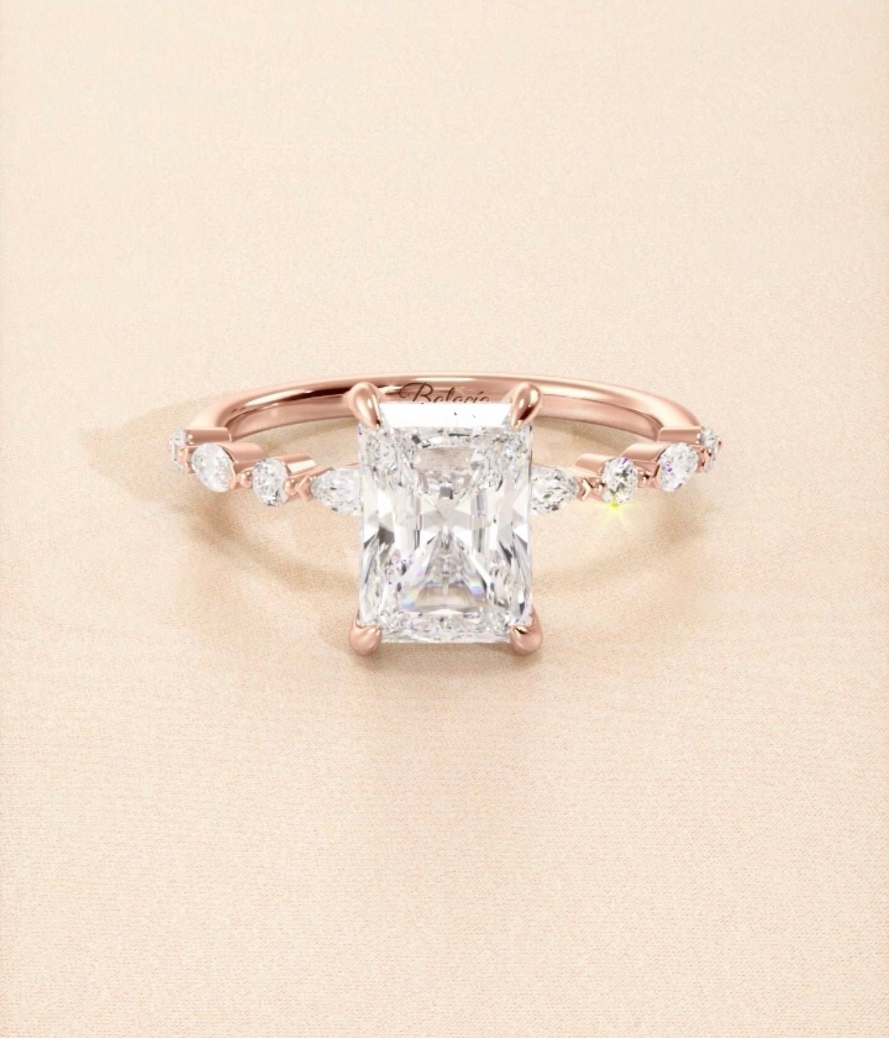 Radiant Cut Natural Diamond Dainty Engagement Ring - Balacia