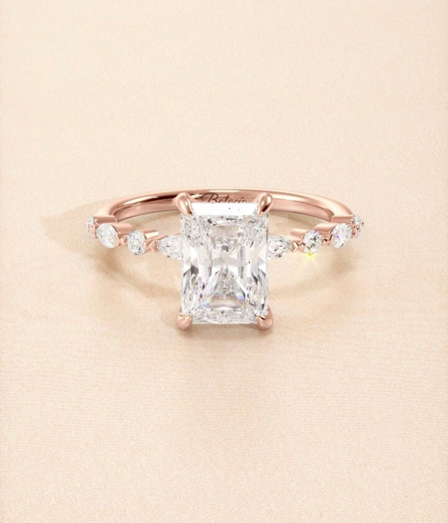 Radiant Cut Natural Diamond Dainty Engagement Ring - Balacia