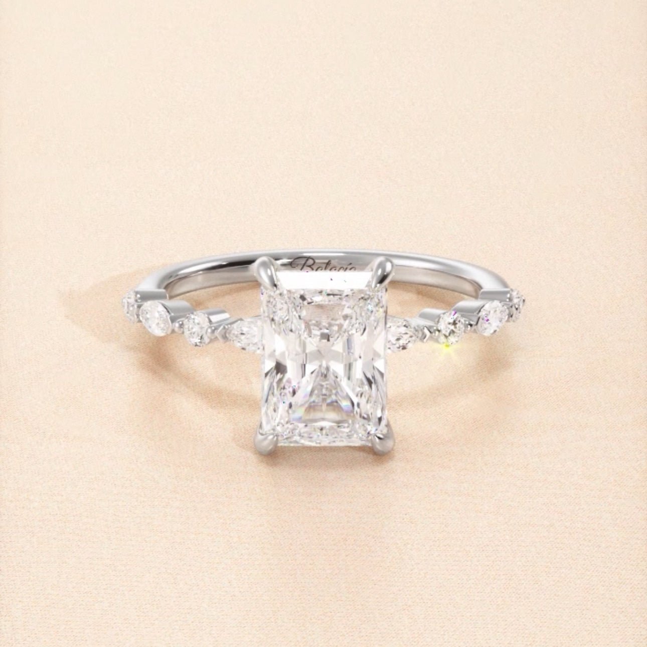 Radiant Cut Natural Diamond Dainty Engagement Ring - Balacia