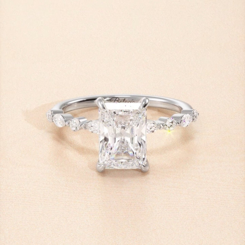 Radiant Cut Natural Diamond Dainty Engagement Ring - Balacia