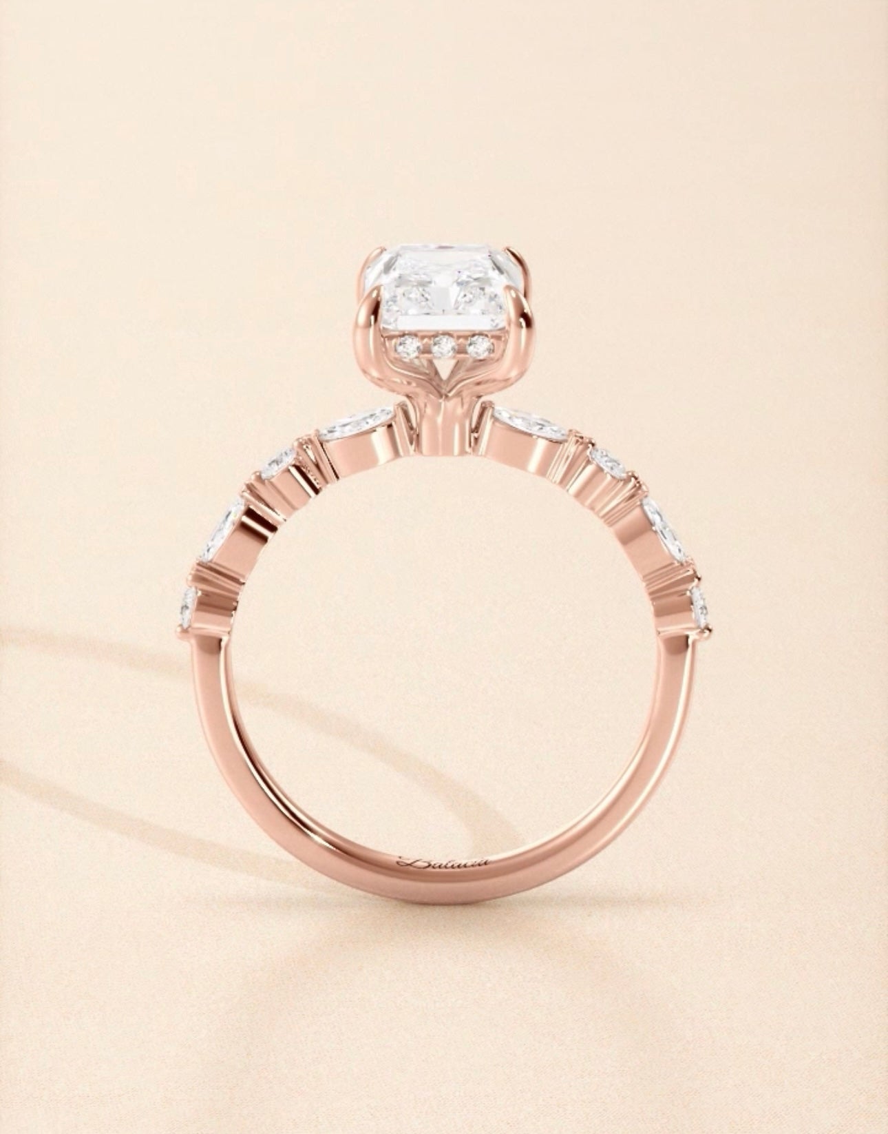 Radiant Cut Natural Diamond Dainty Engagement Ring - Balacia