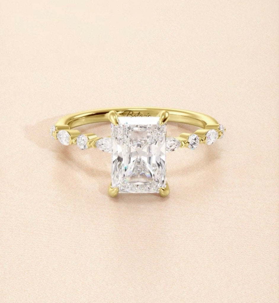 Radiant Cut Natural Diamond Dainty Engagement Ring - Balacia