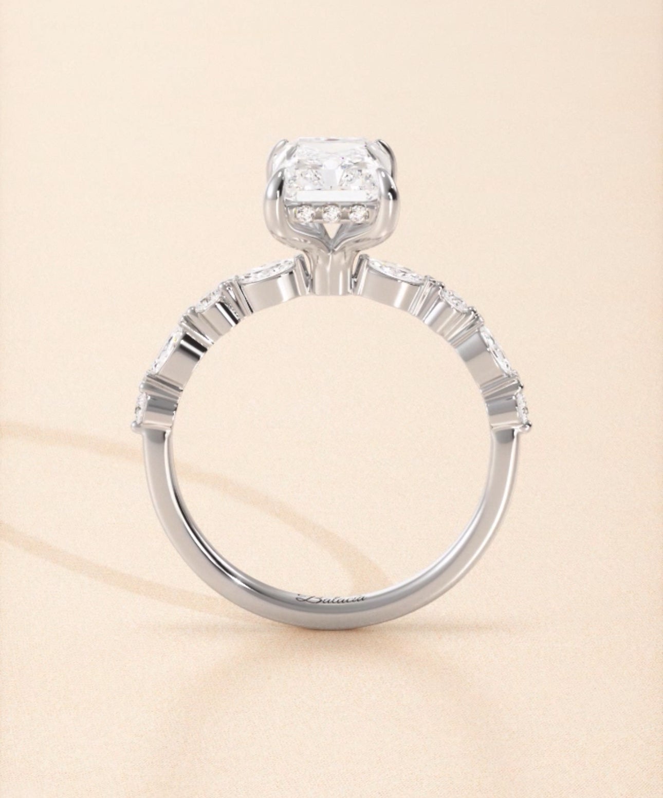 Radiant Cut Natural Diamond Dainty Engagement Ring - Balacia