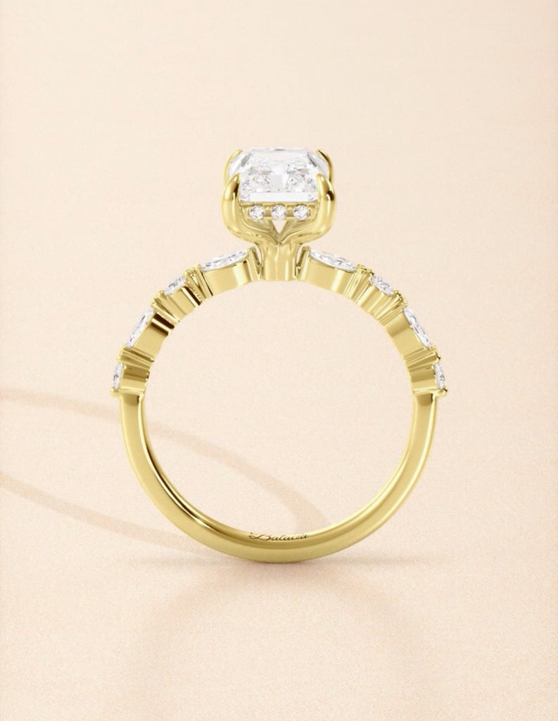 Radiant Cut Natural Diamond Dainty Engagement Ring - Balacia