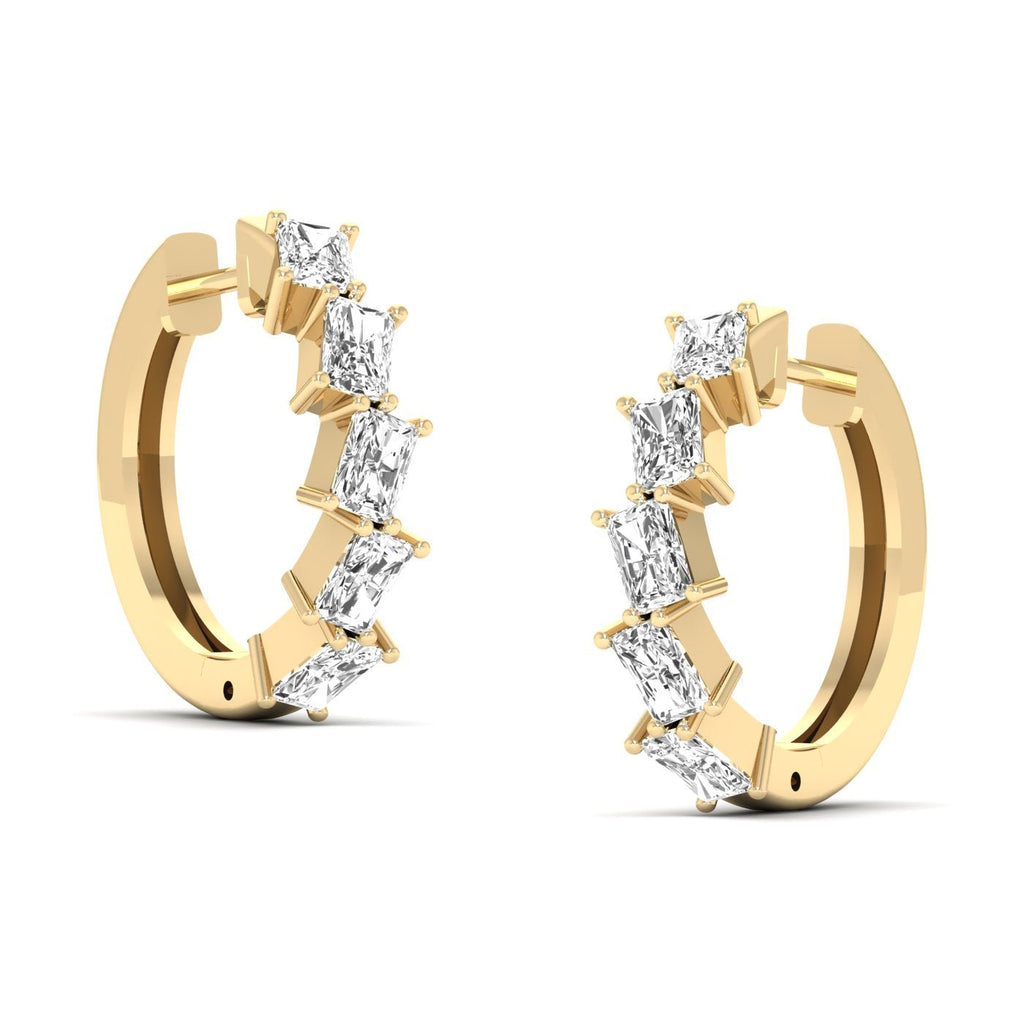 Radiant Cut Unique Hoop Diamond Earrings - Balacia