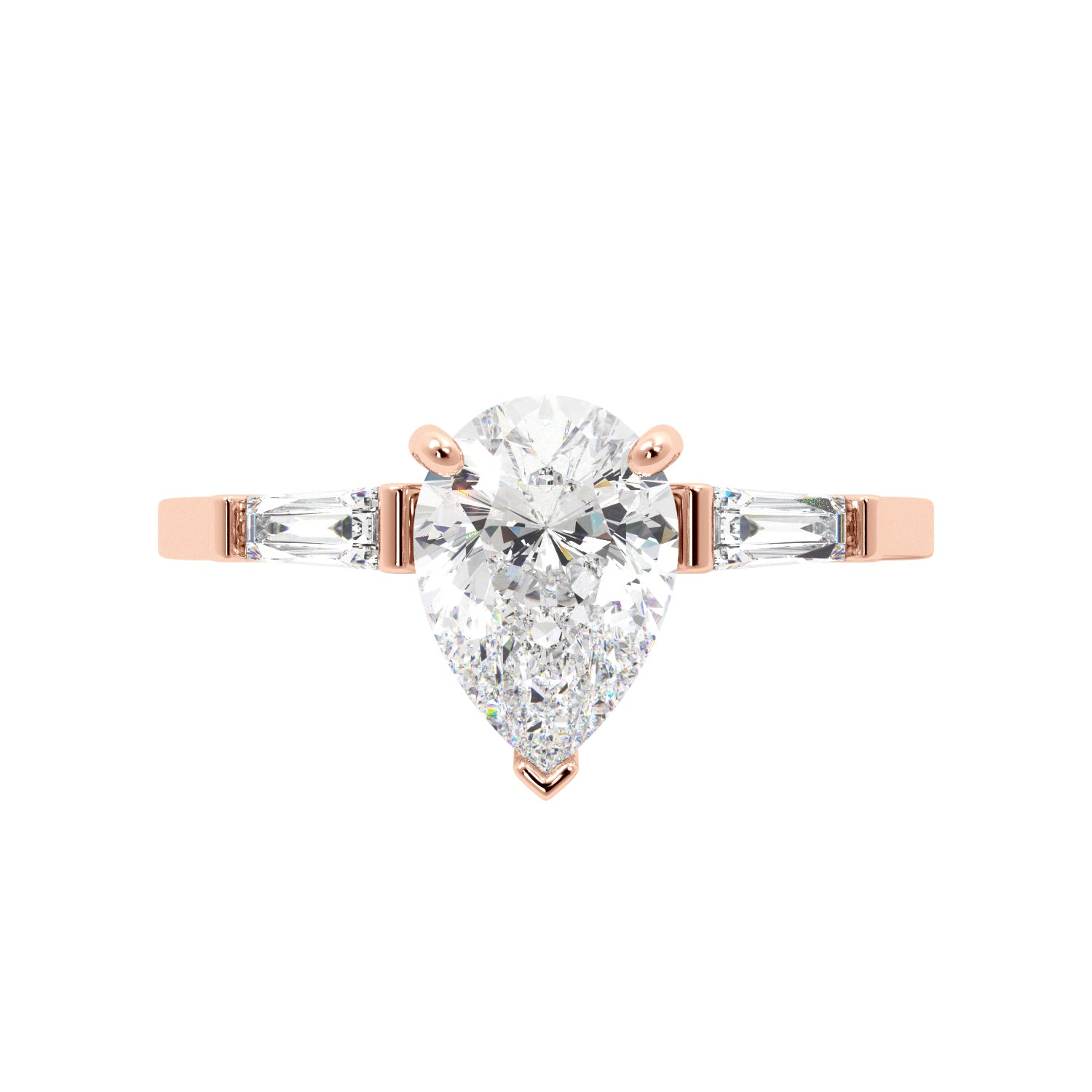 Pear Cut Cathedral with Side Bagguettes Engagement RIng