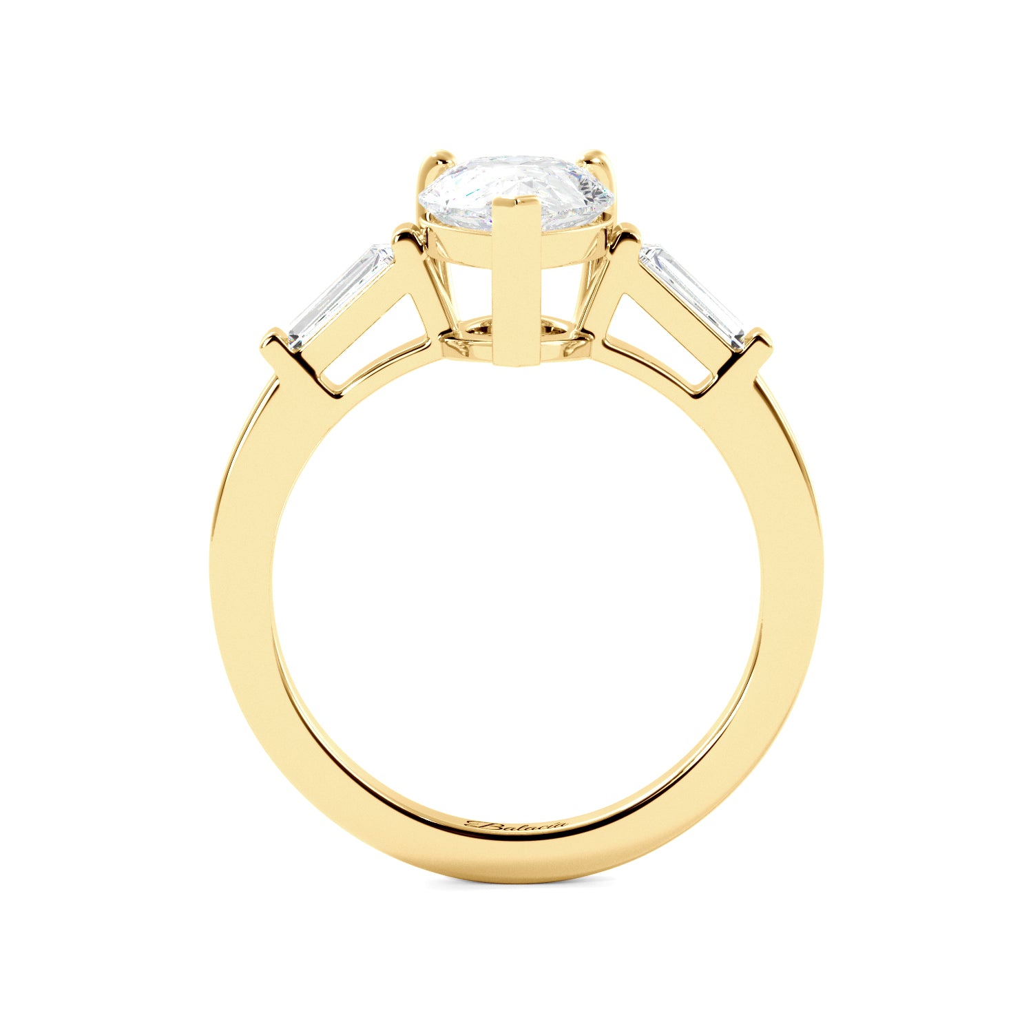 Pear Cut Cathedral with Side Bagguettes Engagement RIng