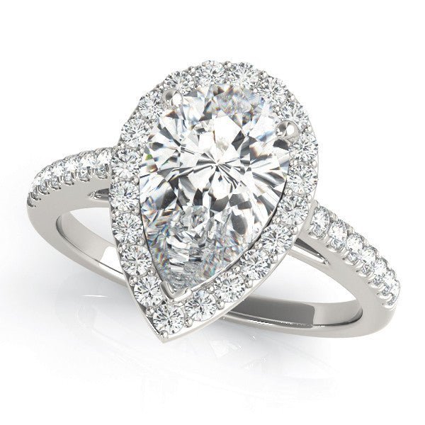 pear diamond halo engagement ring